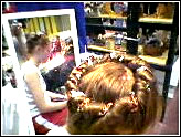 Top view of hair styled with Halo hair accessory